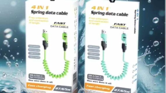 4-in-1 Spring Data Cable - Fast Charging & Multi-Device Compatibility